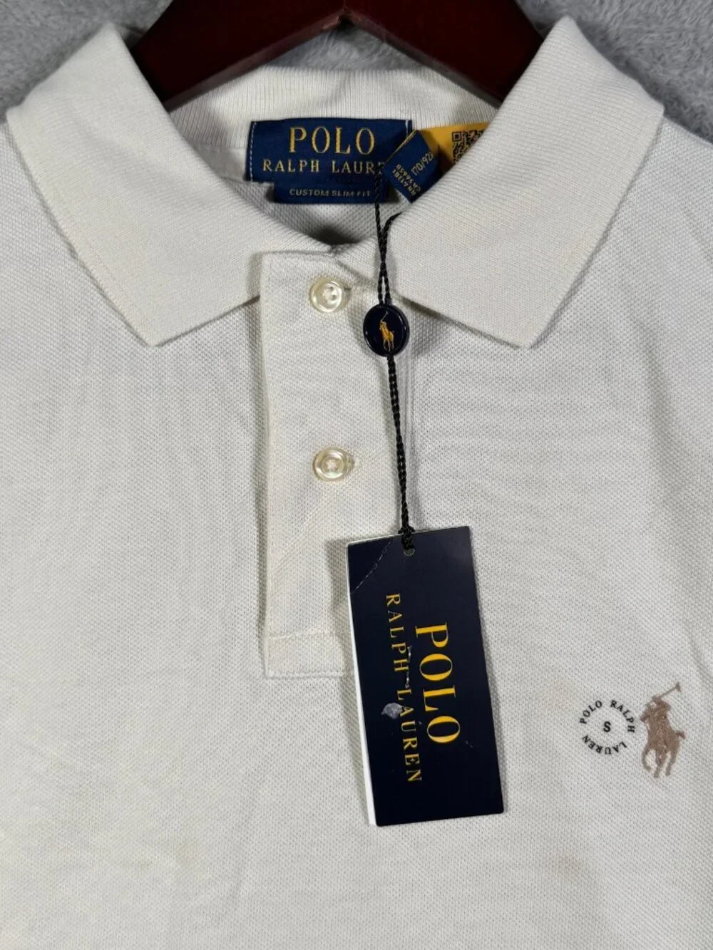 Polo Ralph Lauren Shirt Mens S Cream Custom Slim Fit Short Sleeve Mesh $118